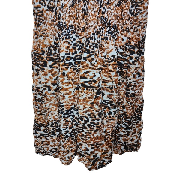 CYN by Cynthia Mehra Animal Print Rayon Halter Smoked Mini Dress - Picture 3 of 7